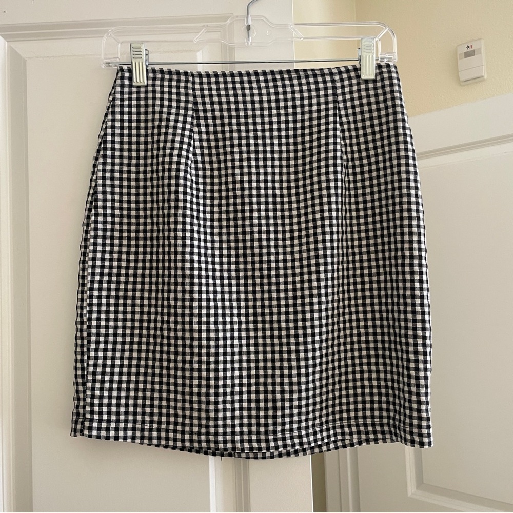 Gingham Checkered black and white A-line skirt